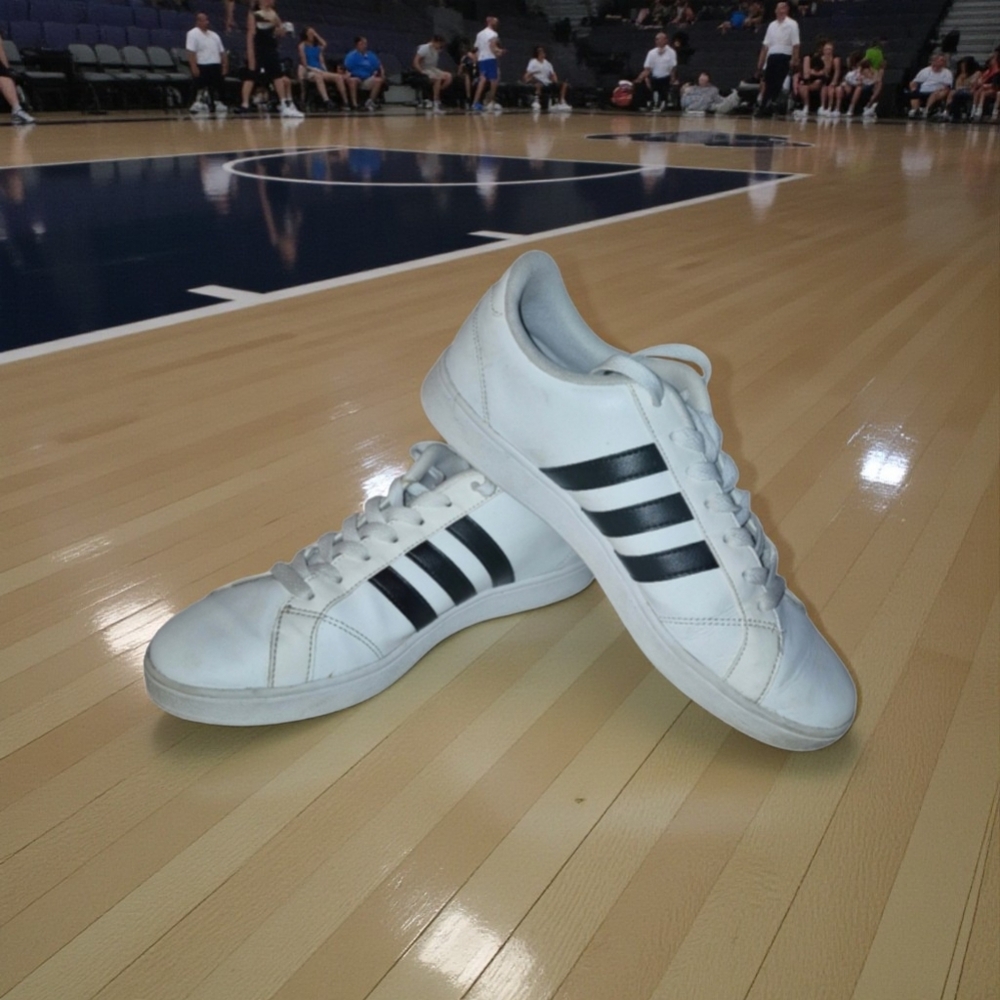 ADIDAS GRAND COURT SNEAKERS WHITE BLACK MENS SIZE 9.5